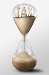 Wall Mural - Hourglass with Tax made of sand. Business concept