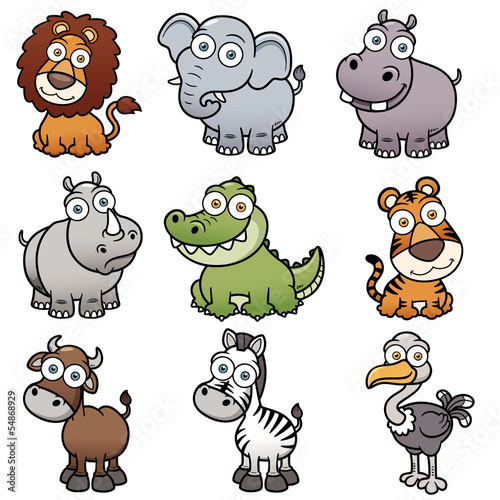 Naklejka dekoracyjna Vector illustration of wild animals cartoons