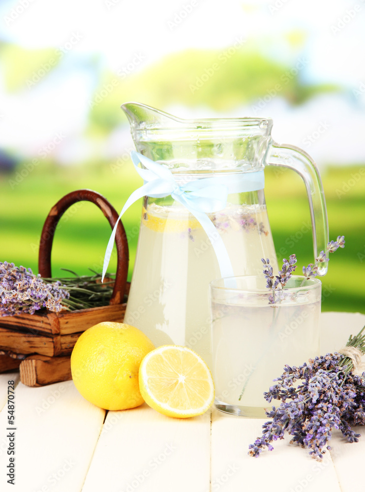Lavender lemonade, on bright background