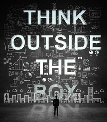 Poster - man looking at think outside the box