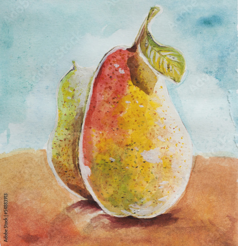 Plakat na zamówienie pears watercolor
