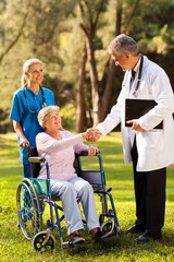 Sticker - male doctor greeting senior patient