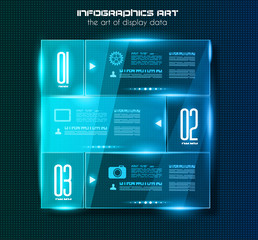 Poster - Infographic design template with glass surfaces.