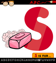 Letter S With Soap Cartoon Illustration