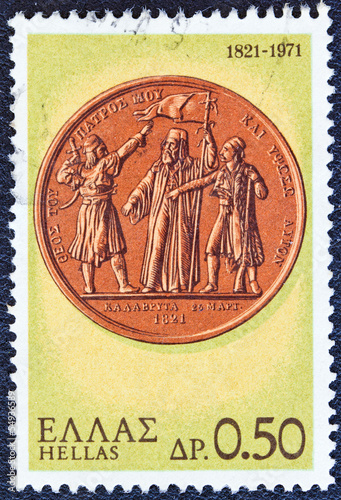 Fotografie, Obraz Warriors taking the oath on a medal (Greece 1971)