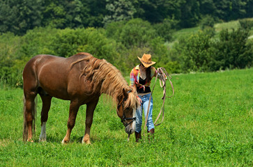 Wall Mural - Girl with a horse