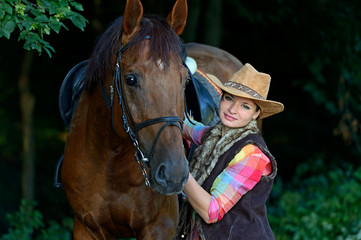 Wall Mural - Girl with a horse