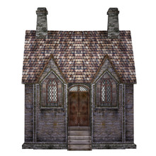 Medieval Chapel, Isolated On The White Background