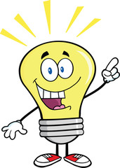 Light Bulb Cartoon Character With A Bright Idea