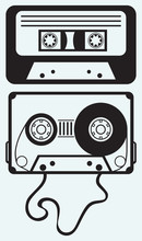 Audio Cassette Tape Isolated On Blue Background