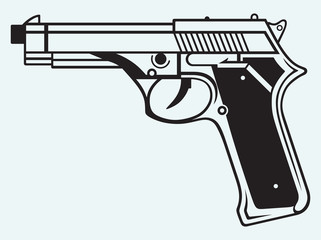 Wall Mural - Gun icon isolated on blue background