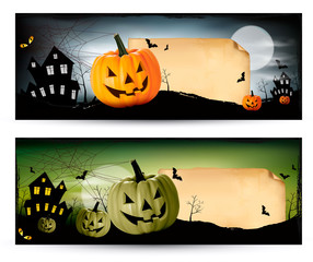 Wall Mural - Two Halloween banners Vector