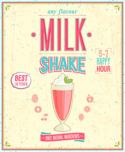 Vintage MilkShake Poster. Vector Illustration.