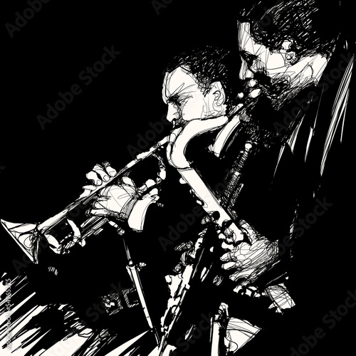 Naklejka ścienna jazz brass musician
