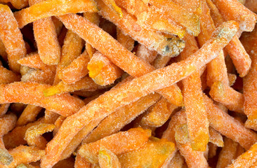 Close view frozen sweet potato french fries