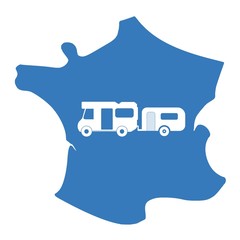 Poster - Camping-car dans une carte de France