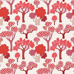 Wall Mural - Autumn trees seamless pattern