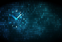 Time Concept: Clock On Digital Background