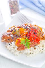 Canvas Print - rice with meat and vegetables