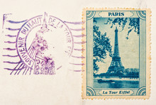 Vintage Stamp With Eiffel Tower Paris
