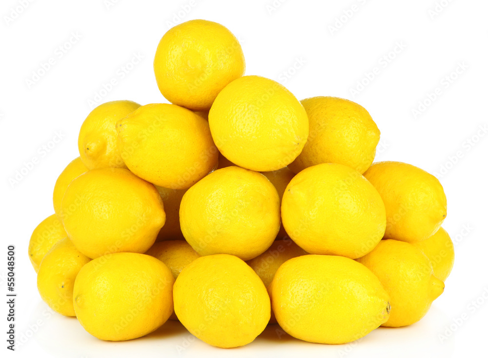 Ripe lemons isolated on white