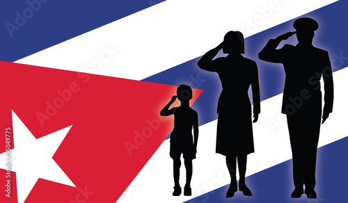 Naklejka - mata magnetyczna na lodówkę Cuba soldier family salut