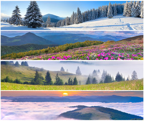 Set of the 4 seasons landscape for banners