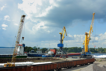 Cargo port in the town of Vyborg