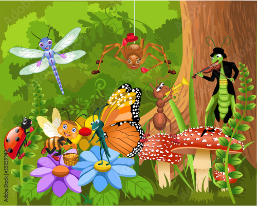 Naklejka - mata magnetyczna na lodówkę the bug world living in the forest
