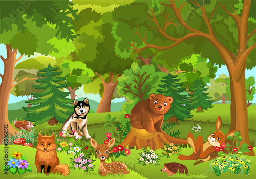 Obraz w ramie cute animals living in the forest