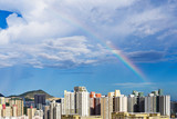 Fototapeta Las - Hong Kong skyline with rainbow