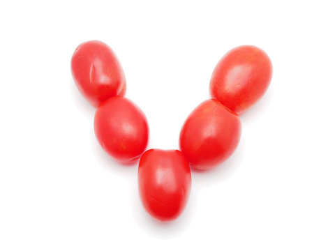 The letter of tomato on white background