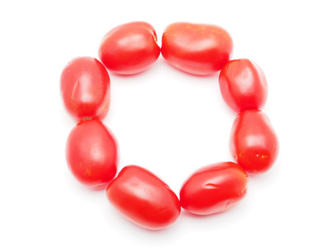 The letter of tomato on white background