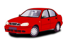Red Car - Vector Illustration.