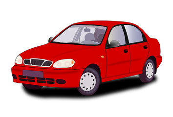 Wall Mural - Red car - vector illustration.