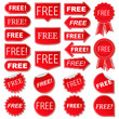 Free labels, collection of red stickers