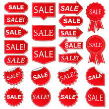 Set Of Red Sale Stickers