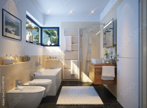 Láminas Badezimmer in Einfamilienhaus - Bathroom in family house