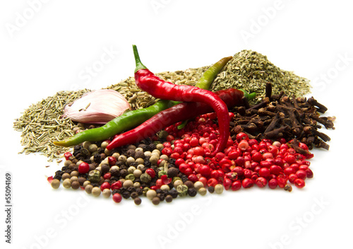 Naklejka na szybę Powder spices in white background