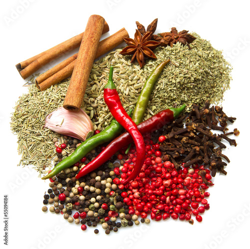Obraz w ramie Powder spices in white background