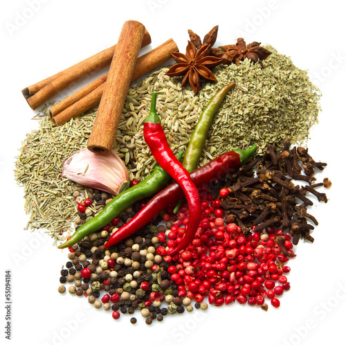 Naklejka na szybę Powder spices in white background