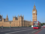 Fototapeta Londyn - Big Ben and Westminster Bridge,