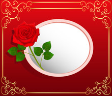 Background Card With Red Rose And Space For Text