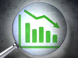 Marketing concept:  Decline Graph with optical glass on digital