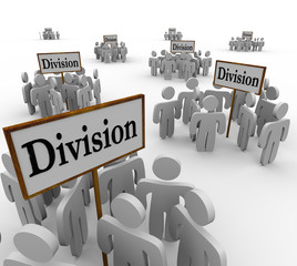 Division Signs Teams People Workers Divided Departments