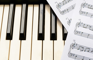 piano keyboard and sheetmusic