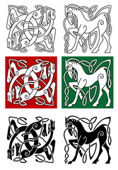 Wall Mural - celtic horse and abstract monster