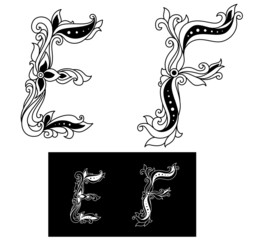 Poster - Decorated capital letters E and F