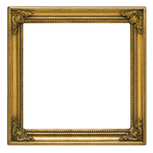 Antique Gold Square Picture Frame Against White