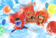 Little Superhero Kids Flying in the Sky